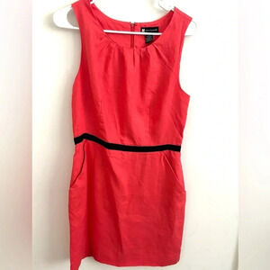 Valerie Bertinelli Dress Coral Orange Linen  10 sleeveless Beach colorful mini